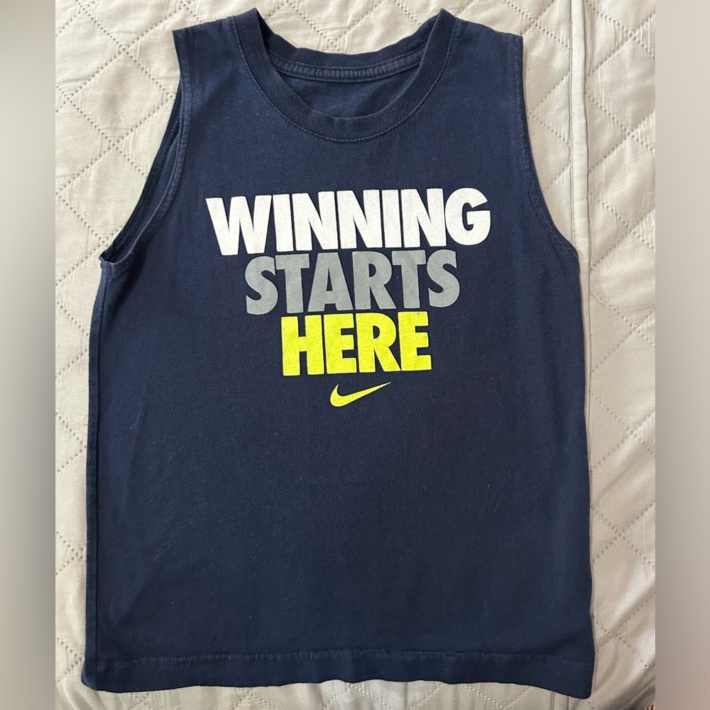 Nike Navy Tank Top with Motivational Print